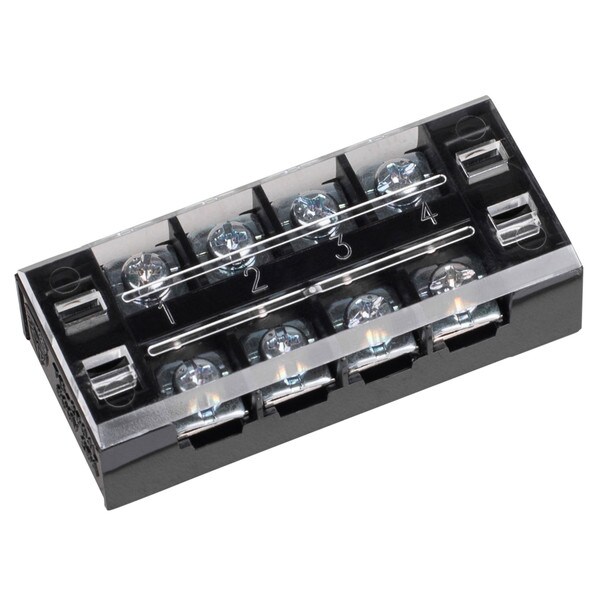 Main product image for 4 Pole 25A Barrier Terminal Strip with Snap-on Clear 090-846